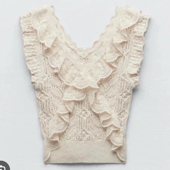 ZARA RUFFLED KNIT TOP - Picture 3 of 7